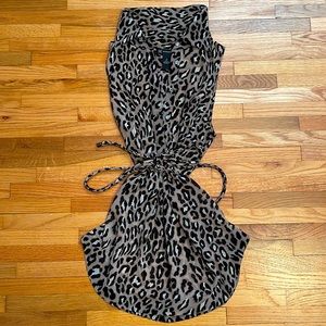 International Concepts Leopard Blouse with braided Tie